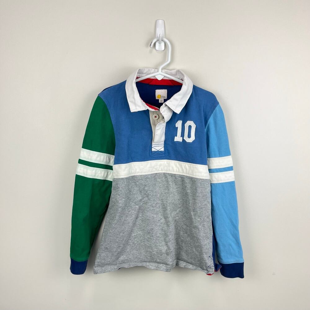 Mini Boden Applique Color Block Varsity Rugby Shirt 9-10